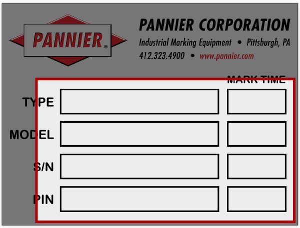 metal nameplate showing the outline of ADP5090 marking window dimensions