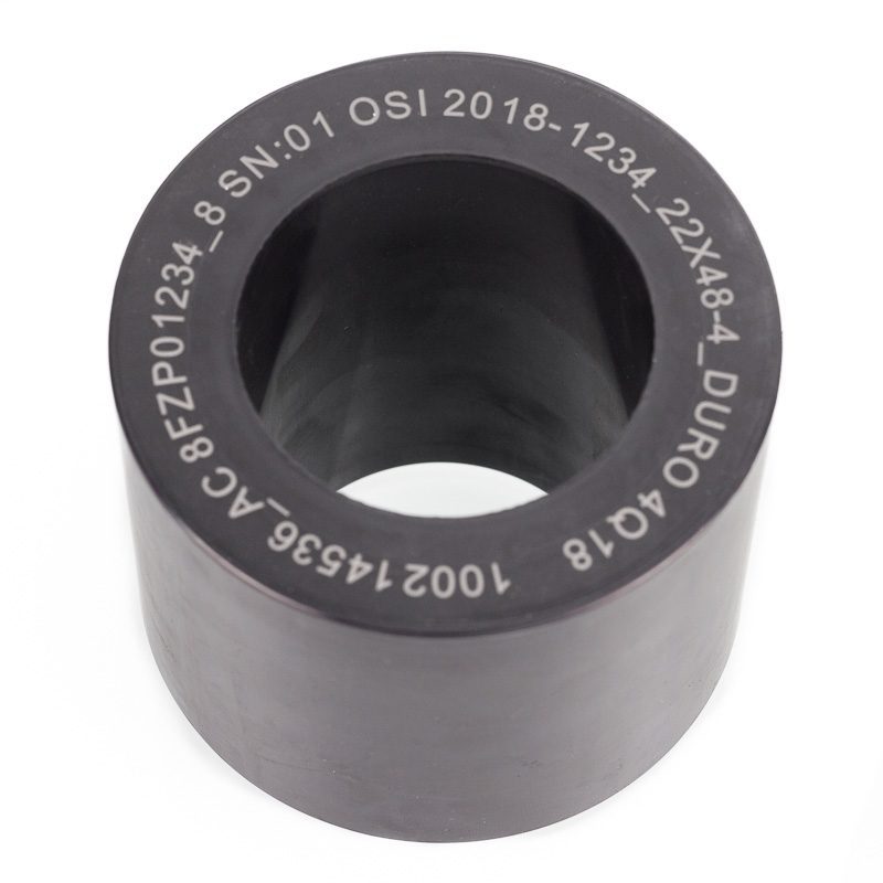 round rubber part with laser marked product identification codes