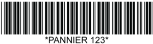 Code 39 bar code example: PANNIER 123