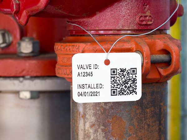 laser printed heat resistant QR code valve tags